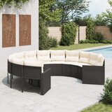 The Living Store Vrtna sofa s jastucima okrugla crna od poliratana Cijene