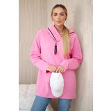 Kesi marka niezdefiniowana Tunic with a zipper on the hood Oversize light pink | shoptok.hr
