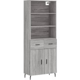 vidaXL Visoka komoda siva sonoma 69,5x34x180 cm inženirski les, (20807973) | Shoptok.si