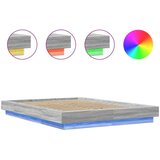vidaXL Posteljni okvir z LED lučkami siva sonoma 120x200 cm inž. les | Shoptok.si