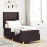 Box Spring Krevet s Madracem &amp LED Tamnosmeđi 80x200 cm Tkanina Cijene