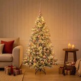  Umjetno božićno drvce s kuglicom 150 cm 150 LED lampica - Zelena i bijela 150 cm s LED-ima i ružičastim lopticama | shoptok.hr