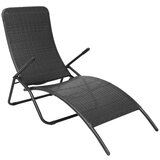 Maison Chic Zložljiv Ležalnik - Sončna ležalnik poli ratan črn, (22043239) | Shoptok.si
