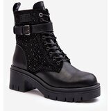 Kesi Leather work ankle boots decorated with rhinestones GOE Black | shoptok.hr