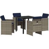  Vrtni set za objed s jastukom 5 pcs Siva Poli ratan | shoptok.hr
