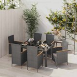  7-dijelni vrtni blagovaonski set od poliratana crno-sivi | shoptok.hr
