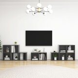  8-dijelni set TV ormarića visoki sjaj sivi konstruirano drvo | Eponuda.com