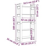 Ormarić za knjige / sobna pregrada 80x35x160 cm masivno drvo | shoptok.hr