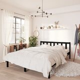 vidaXL Posteljni okvir črn iz trdne borovine 135x190 cm UK Double | Shoptok.si