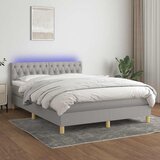  Krevet box spring s madracem LED svjetlosivi 140x200 cm tkanina | shoptok.hr
