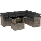 Maison Chic Seti vrtnega pohištva - Vrtna garnitura - Vrtni pohištvo set 7-delna z blazinami siv poli ratan, (21802035) | Shoptok.si