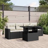 Maison Chic Seti vrtnega pohištva - Vrtna garnitura - Vrtni pohištvo set 5-delna z blazinami črn poli ratan, (21820602) | Shoptok.si