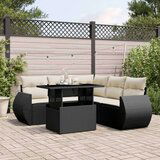  6-dijelni set vrtnih sofa s jastucima crni od poliratana | shoptok.hr
