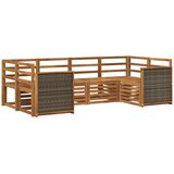 vidaXL Kotna sedežna garnitura 5 pcs Naravna Masiven les akacije, (5000283636) | Shoptok.si