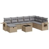  9-dijelni set vrtnih sofa s jastucima bež od poliratana Slike