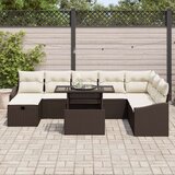  9 Delni Vrtni Kavč Set z Blazinami Rjav Poli Ratan, (22090997) | Shoptok.si