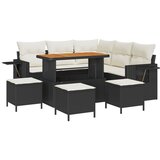 vidaXL 9-dijelni set dvorišnog kauča s jastučićima Crni Poli Ratan Akacija, 4-dijelni set za dvorišnu blagovaonicu s jastučićima Crni Poli Ratan Akacija | shoptok.hr