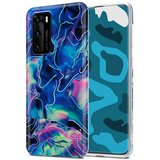 Cadorabo CARE, združljiv s Huawei v modrem roza marmorju št. 17 - Zaščitni pokrov iz silikona TPU z vzorcem mozaika, (20567893) | Shoptok.si