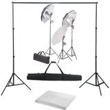 vidaXL fotografski studijski komplet s svetilkami in ozadjem Cene