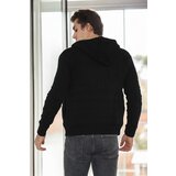 Dewberry 14455 Furry Hooded Mens Sports Slim Fit Cardigan-BLACK | Shoptok.si