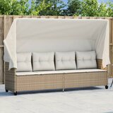 Maison Chic Ležalnik - Sončna ležalnik s streho in blazinami bež poli ratan, (22043200) | Shoptok.si