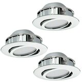 Eglo Set ugradbenih LED svjetiljki Pineda (6 W, D x Š x V: 8,4 x 8,4 x 4 cm, Krom, 3 Kom., Topla bijela, pomična glava svjetiljke) | shoptok.hr