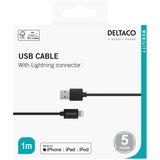 Deltaco Lightning kabel, 1m, Apple C189 čipset, MFi, FSC-označeno pakiranje, črna | Shoptok.si