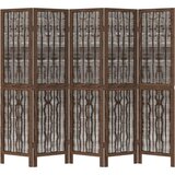 Sobna pregrada s 5 panela tamnosmeđa masivno drvo paulovnije 40 x 160 cm | Shoptok.si