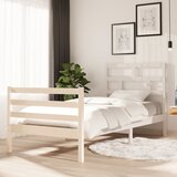 Maison Chic Posteljni okvir - Enojna postelja - Postelja za odrasle bel iz borovine 90x200 cm-J6280, (21770179) | Shoptok.si
