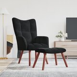 The Living Store Stol za sproščanje s stolčkom črn žamet - Stol Za Sproščanje, (21485271) Cene