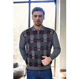 Dewberry 29496 Zippered Polo Neck Mens Sweater-GREY Cene