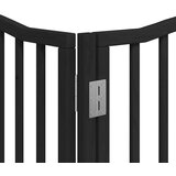 vidaXL Ograda za pse z vrati zložljiva 6 panelov črna 480 cm les | Shoptok.si