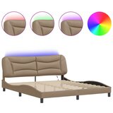 Maison Chic Posteljni okvir - Dvoposteljna postelja - Zakonska postelja z LED lučkami kapučino 180x200 cm umetno usnje-J5660, (21770457) Cene