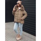 DStreet Kurtka damska zimowa FIXMIX pikowana z kapturem beżowa | Shoptok.si