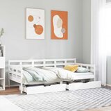  Dnevni krevet s ladicama bez madraca 80x200 cm masivno drvo Bijela 90 x 190 cm | Shoptok.si
