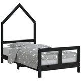 The Living Store Otroški posteljni okvir črn 80x160 cm trdna borovina - Otroški Posteljni Okvir, (21625143) | Shoptok.si