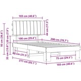 Krevetni okvir s tapiciranim uzglavljem Crna 100 x 200 cm | shoptok.hr