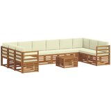  Set vanjskih sofa 11 pcs Prirodna i krem Čvrsto drvo akacije | shoptok.hr
