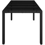  Vrtni stol sa staklenom pločom crni 190x90x75 cm od poliratana | shoptok.hr