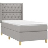  Box spring postelja z vzmetnico svetlo siva 80x200 cm blago, (20791449) | Shoptok.si