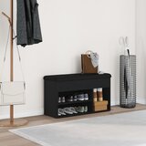 vidaXL Klupa za cipele Crni hrast MDF, Umjetna koža Standard | shoptok.hr
