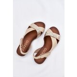 Zazoo Leather Velcro Sandals Beige-Gold 40141 | Shoptok.si