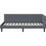 vidaXL Kotna postelja z vzglavjem Temno siva 100 x 200 cm Žamet | Shoptok.si