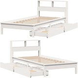 vidaXL Krevet s regalom za knjige bez madraca bijeli 90x190cm borovina | shoptok.hr