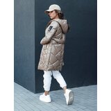 DStreet Women's quilted long jacket with hood PAUL beige | shoptok.hr