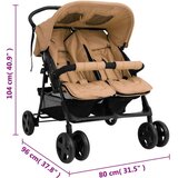  Otroški voziček za dvojčke taupe jeklen, (20802392) | Shoptok.si