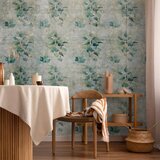  Foto tapeta - Mint tones - green leaf bouquets on a retro patterned background 392x280 | shoptok.hr