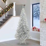 vidaXL Božićno drvce s 300 LED svjetlima s stalakom Srebrno 240 cm PET | shoptok.hr