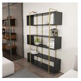 Hanah home Bruti Antracit Zlatna Polica za Knjige 120x180x29.6cm, Crna | Eponuda.ba