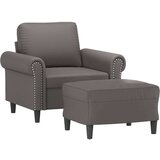 vidaXL Fotelj s stolčkom za noge siv 60 cm umetno usnje | Shoptok.si